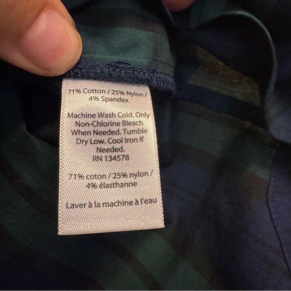 Vineyard Vines Blackwatch Plaid Off Shoulder Poplin Top - Picture 7 of 8